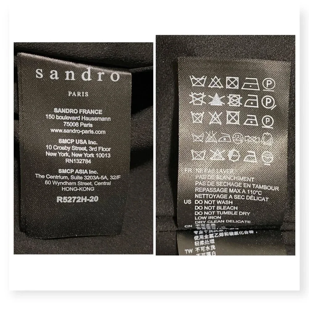 Sandro Lindsey black pinked crocheted dress, Size 3/L - Picture 6 of 15